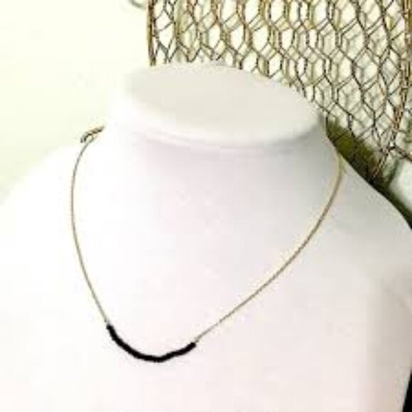 Stella & Dot Gold Plated Sterling and Black Crystal Necklace EUC - Picture 1 of 7